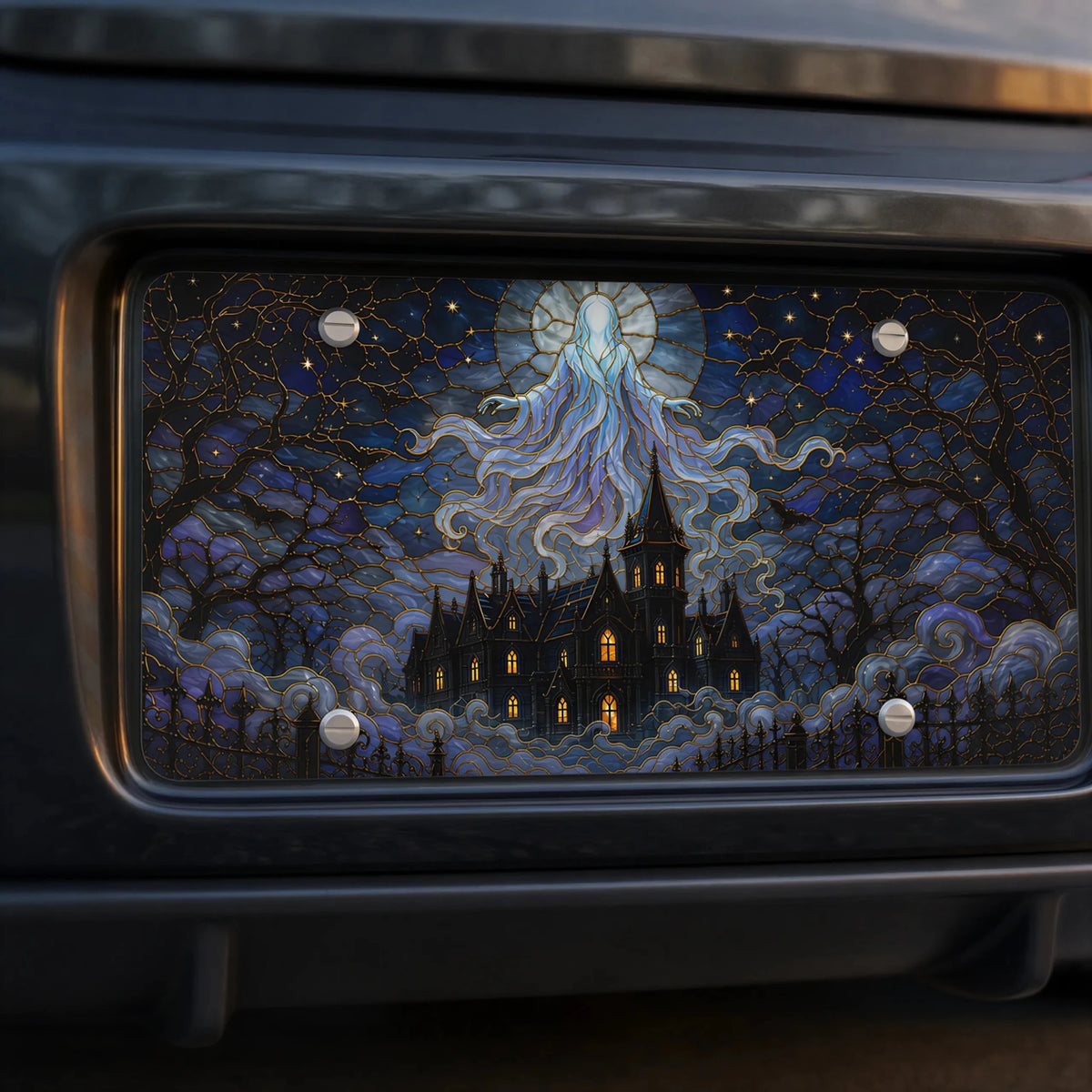 Haunted Manor Ghostly Spirit Vanity Plate - Road Muse