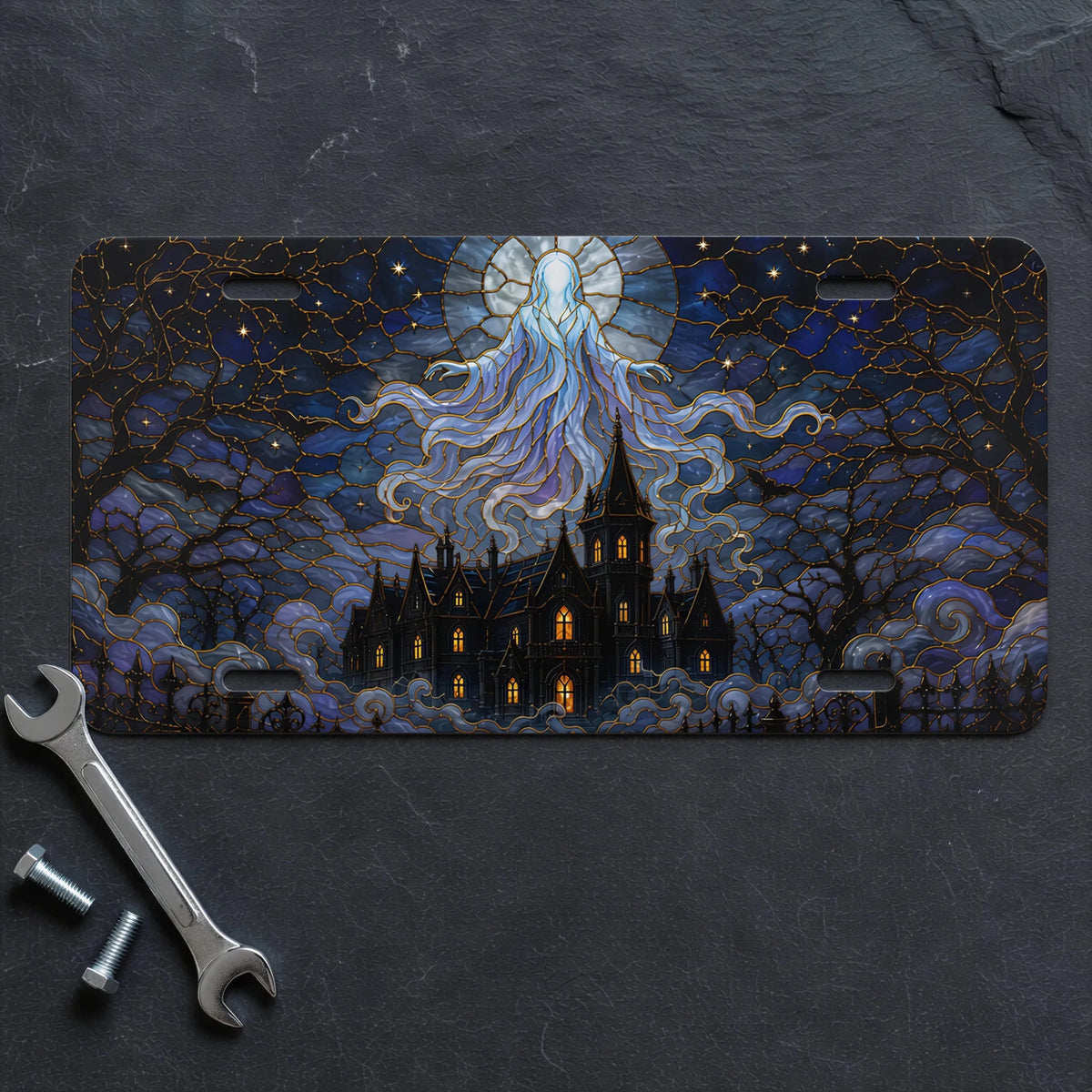 Haunted Manor Ghostly Spirit Vanity Plate - Road Muse