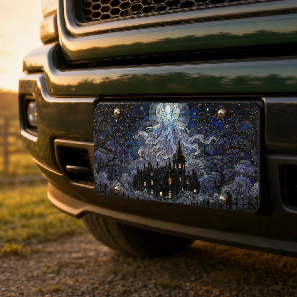 Haunted Manor Ghostly Spirit Vanity Plate - Road Muse