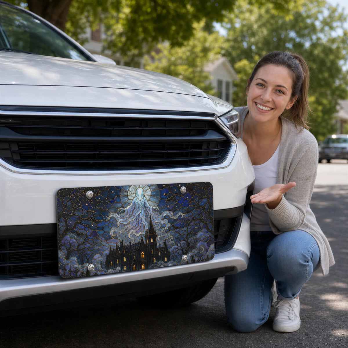 Haunted Manor Ghostly Spirit Vanity Plate - Road Muse