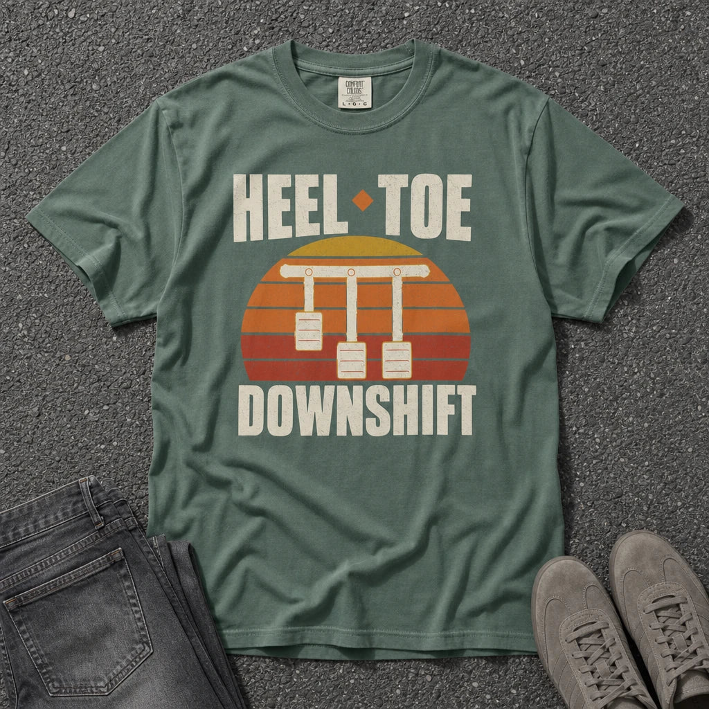 Heel Toe Downshift Retro Pedals Tee - Road Muse