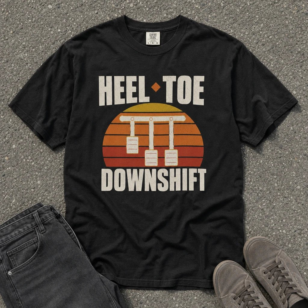 Heel Toe Downshift Retro Pedals Tee - Road Muse
