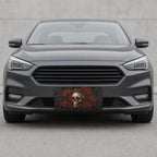 Skull Crown Red Flowers Vanity Plate