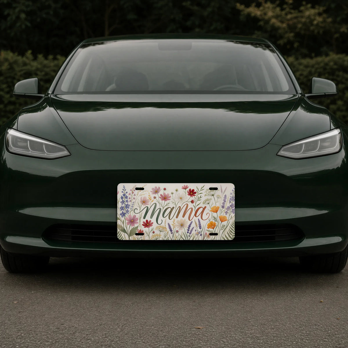 Mama Floral Script Wildflowers Vanity Plate
