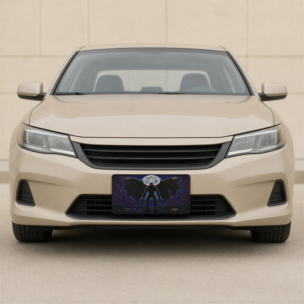 Mothman Silhouette Moonlit Vanity Plate