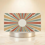 retro sunburst vintage rays vanity plate hero shot — mid-century earth tone circular art