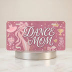 dance mom vanity plate — soft rose pink ballet slipper ribbon DANCE MOM license plate on holder