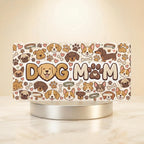 dog mom paw print vanity plate hero shot — happy dog face paw bone halo art