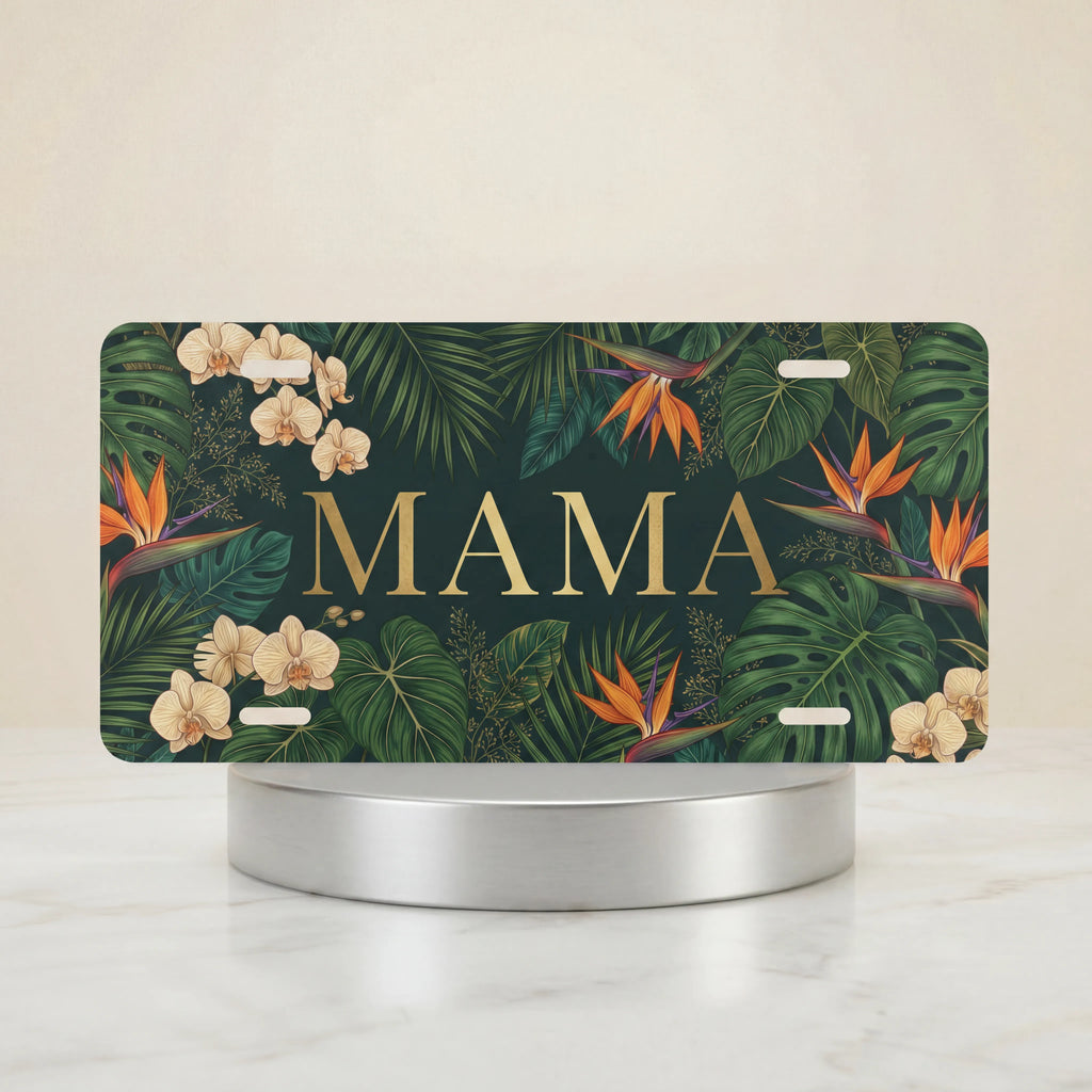 Tropical Floral Mama Vanity Plate