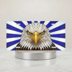 bald eagle vanity plate hero shot — fierce deep navy white black patriotic eagle art