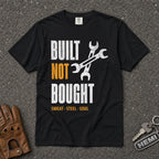 built not bought sweat steel soul graphic tee — black crossed wrench comfort colors mechanic shirt