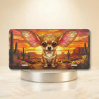 chihuahua sunset desert vanity plate — golden chihuahua desert sunset bloom license plate on holder