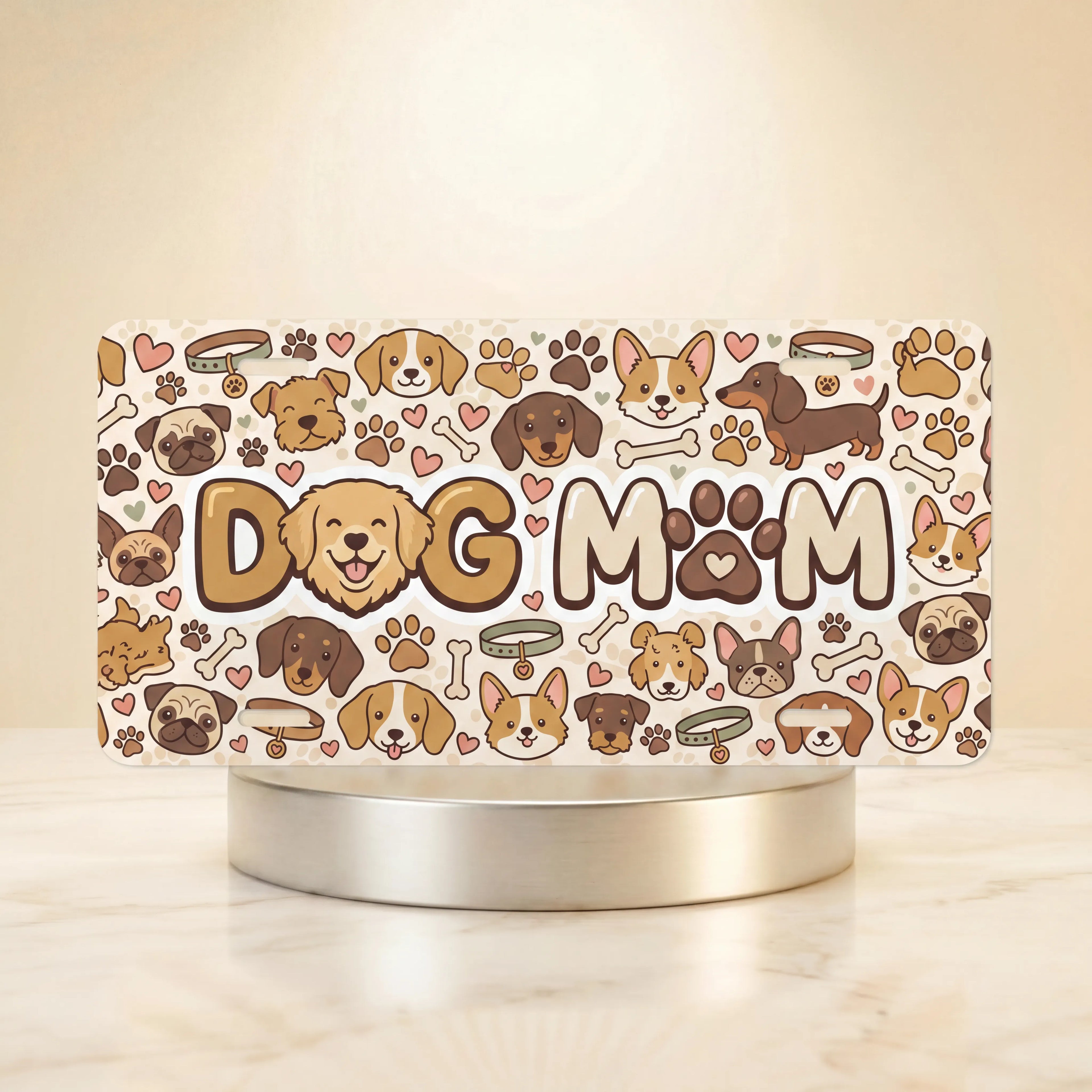 Dog Mom Puppy Faces Vanity Plate