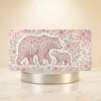 floral bear mom and cub vanity plate hero shot — blush rose foliage mama bear cub art