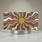 retro sun vanity plate hero shot — wavy hand-drawn rays orange mustard cream art