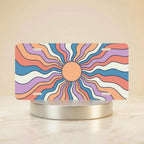 retro sunburst vanity plate hero shot — vintage boho peach mauve blue art