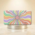 pastel rainbow sunburst vanity plate hero shot — blush pink mint lavender peach swirl art
