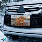 Highland Cow Floral Landscape Vanity Plate - Road Muse