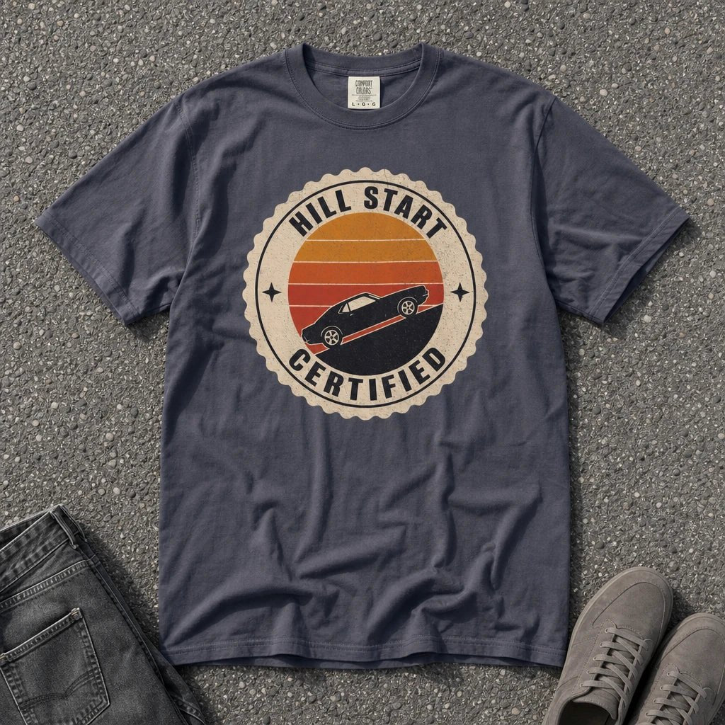 Hill Start Certified Vintage Car Badge Tee - Road Muse