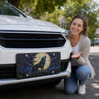 Howling Wolf Moon Night Forest Vanity Plate - Road Muse