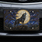 Howling Wolf Moon Night Forest Vanity Plate - Road Muse