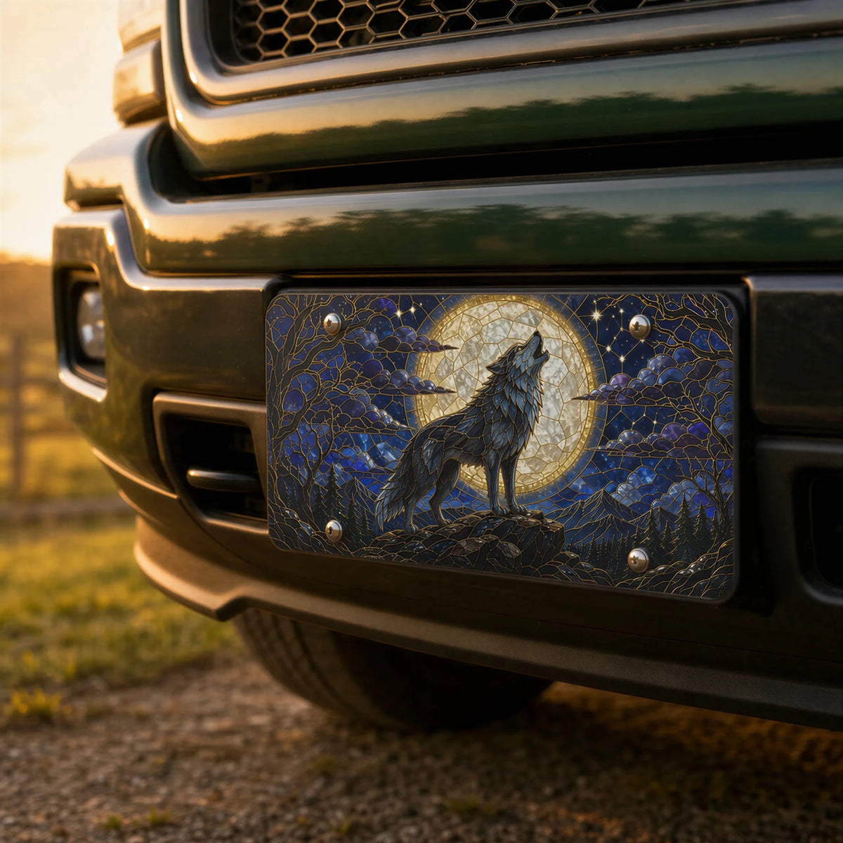 Howling Wolf Moon Night Forest Vanity Plate - Road Muse