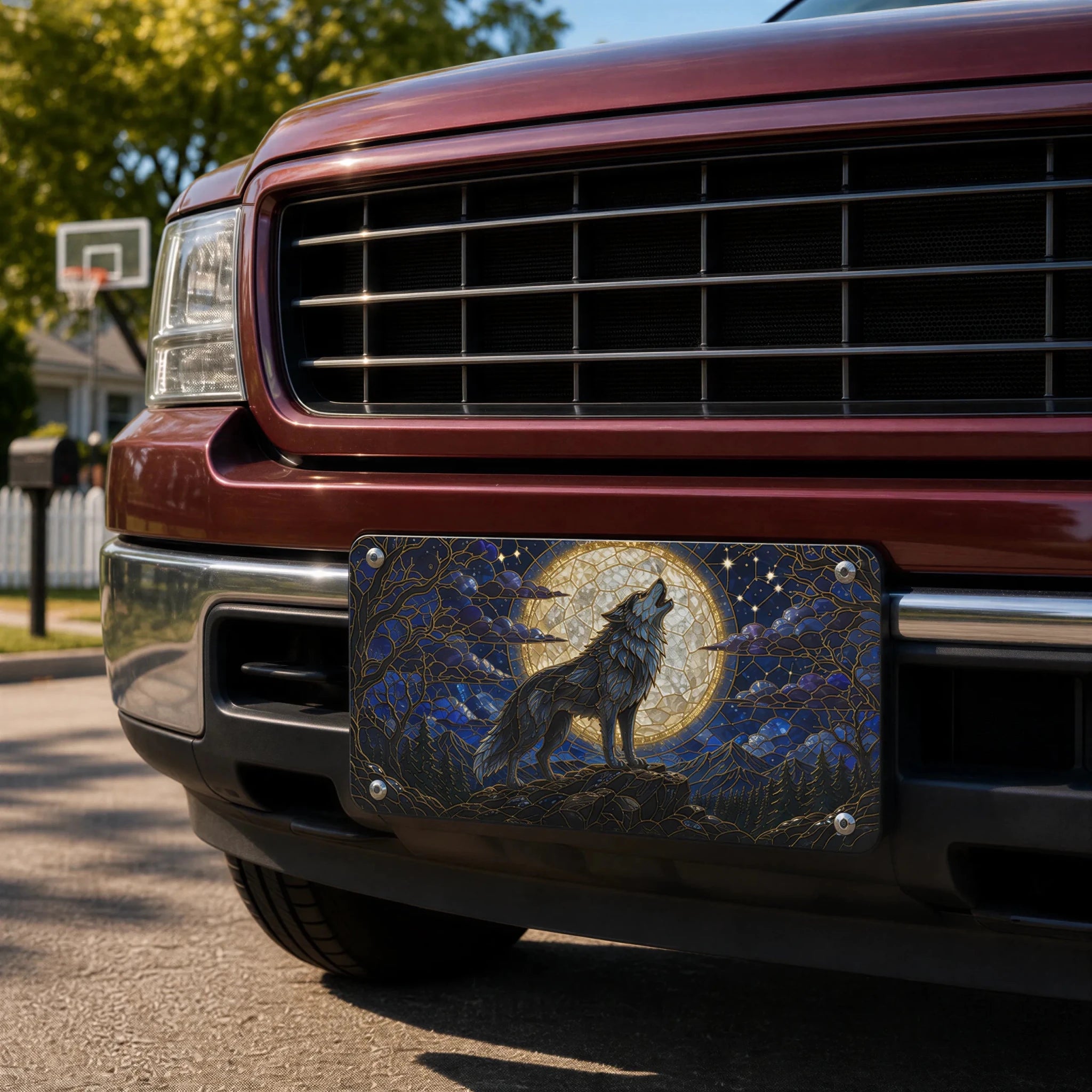 Howling Wolf Moon Night Forest Vanity Plate - Road Muse