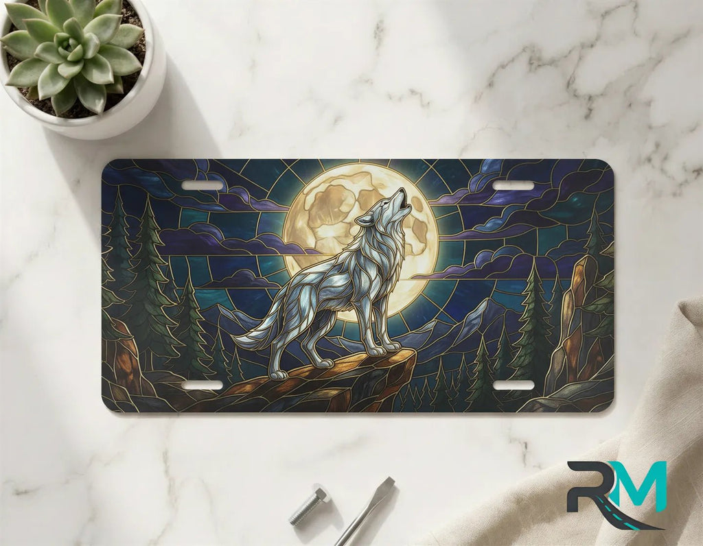 Howling Wolf Moon Vanity Plate - Road Muse