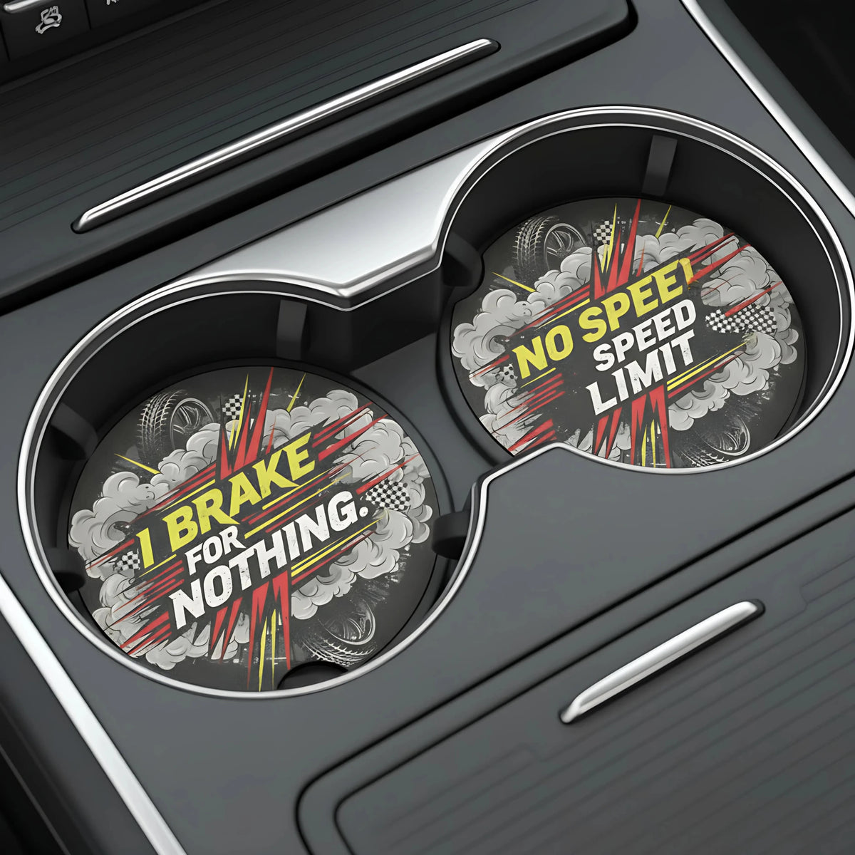 I Brake For Nothing Car Coasters Set - Road Muse
