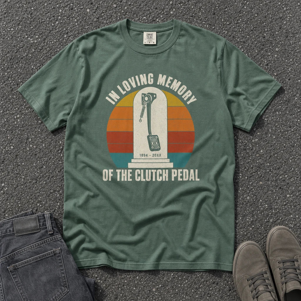In Loving Memory Clutch Pedal Sunset Tee - Road Muse