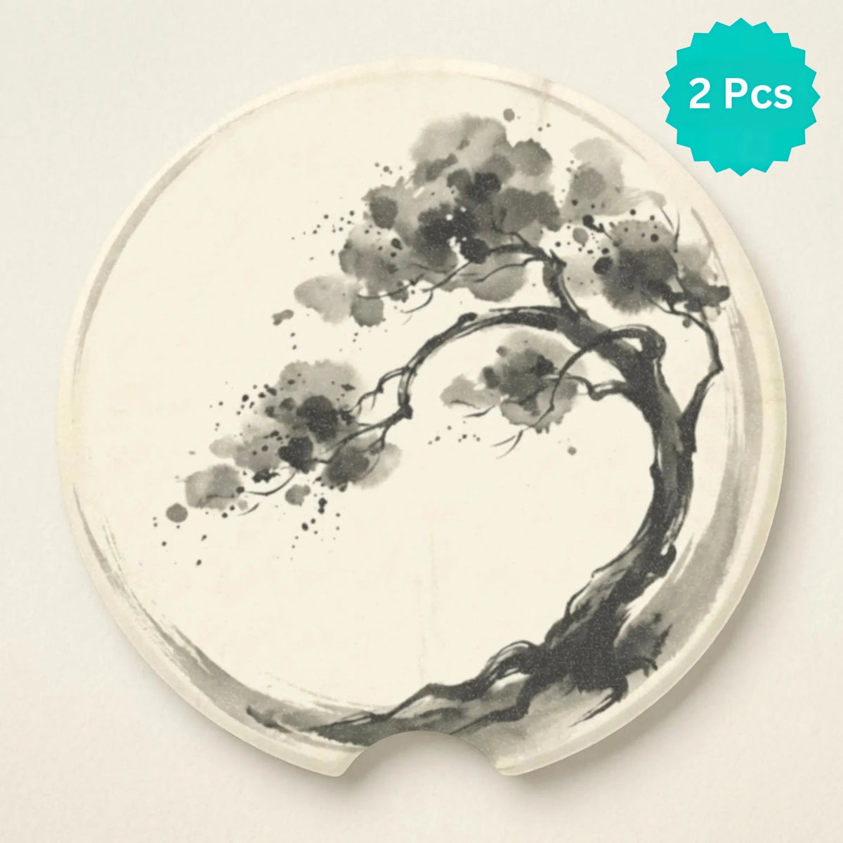 Ink Brush Bonsai Car Coasters Set - Road Muse