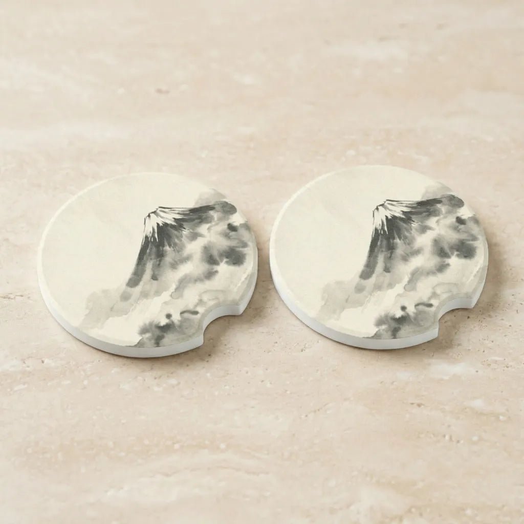 Ink Wash Mountain Soapstone Car Coasters Set - Road Muse