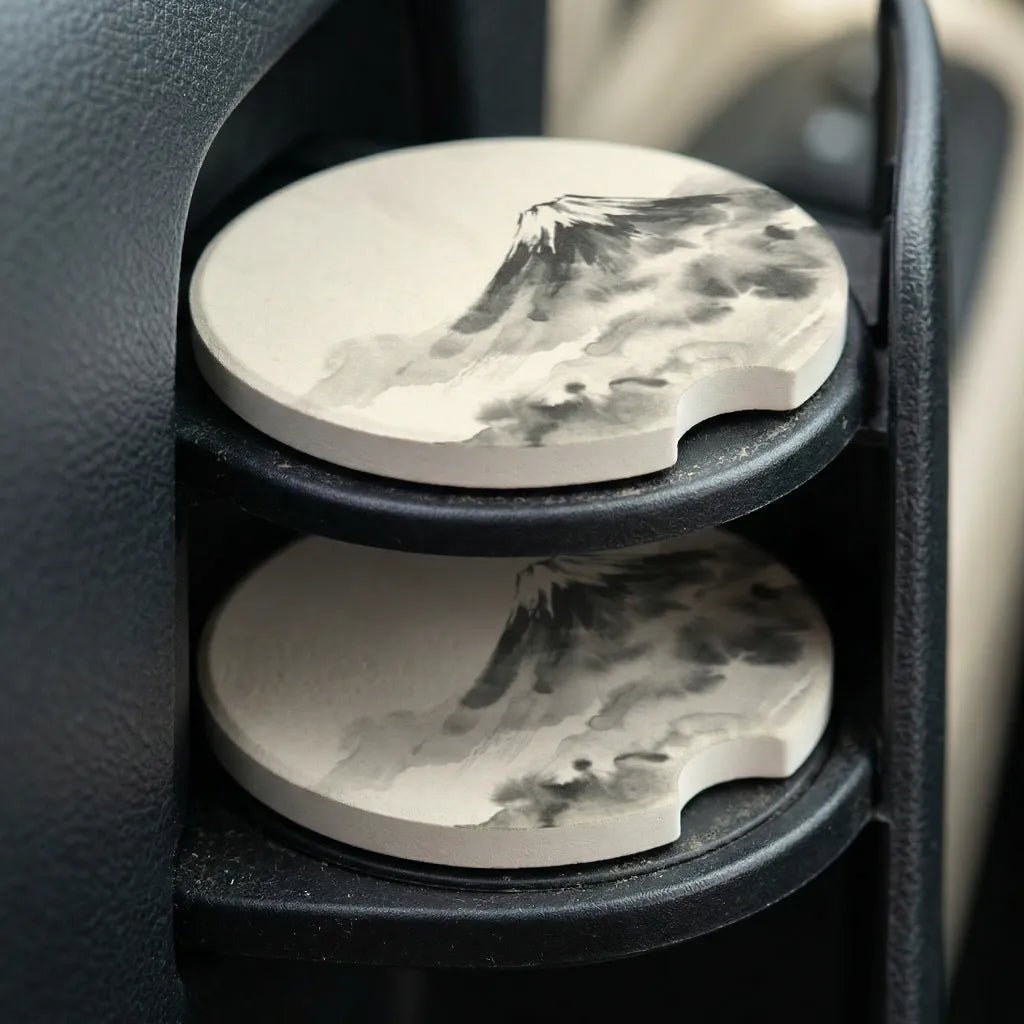 Ink Wash Mountain Soapstone Car Coasters Set - Road Muse