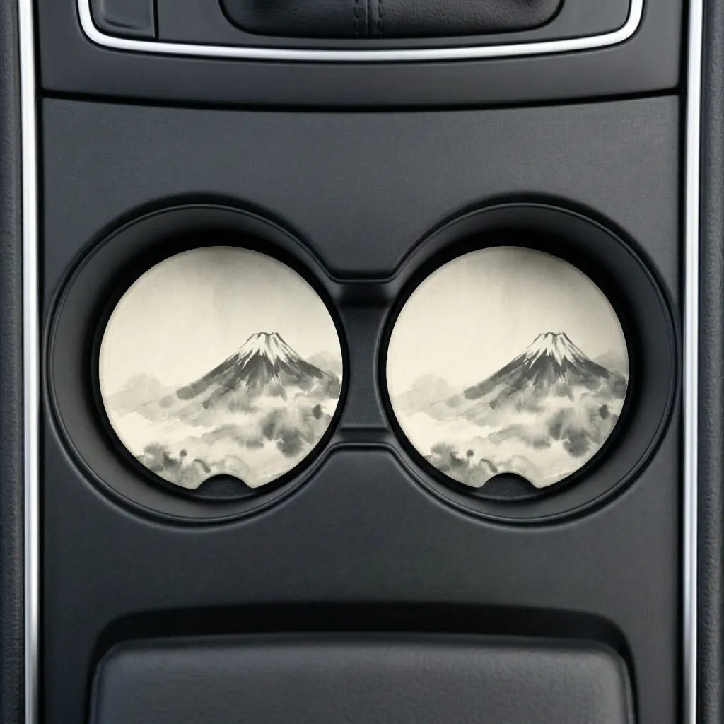 Ink Wash Mountain Soapstone Car Coasters Set - Road Muse
