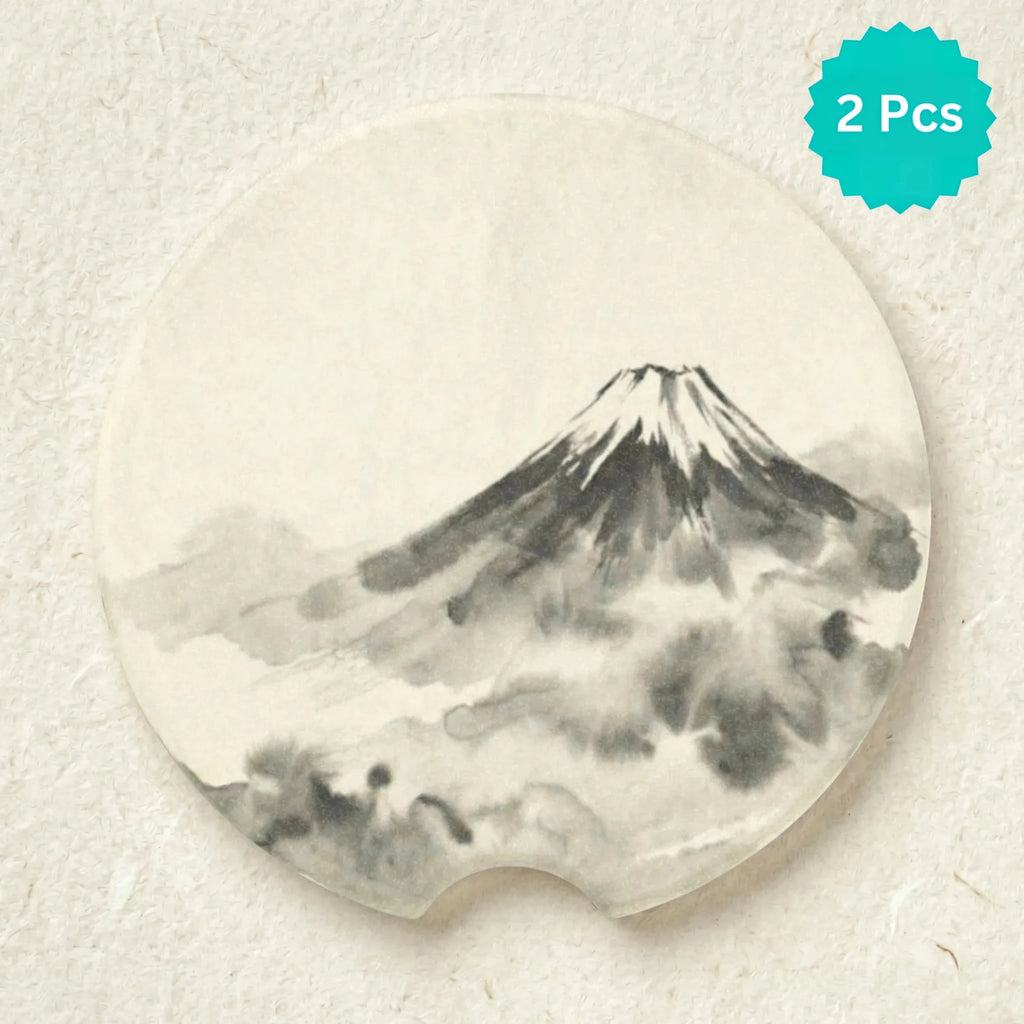 Ink Wash Mountain Soapstone Car Coasters Set - Road Muse