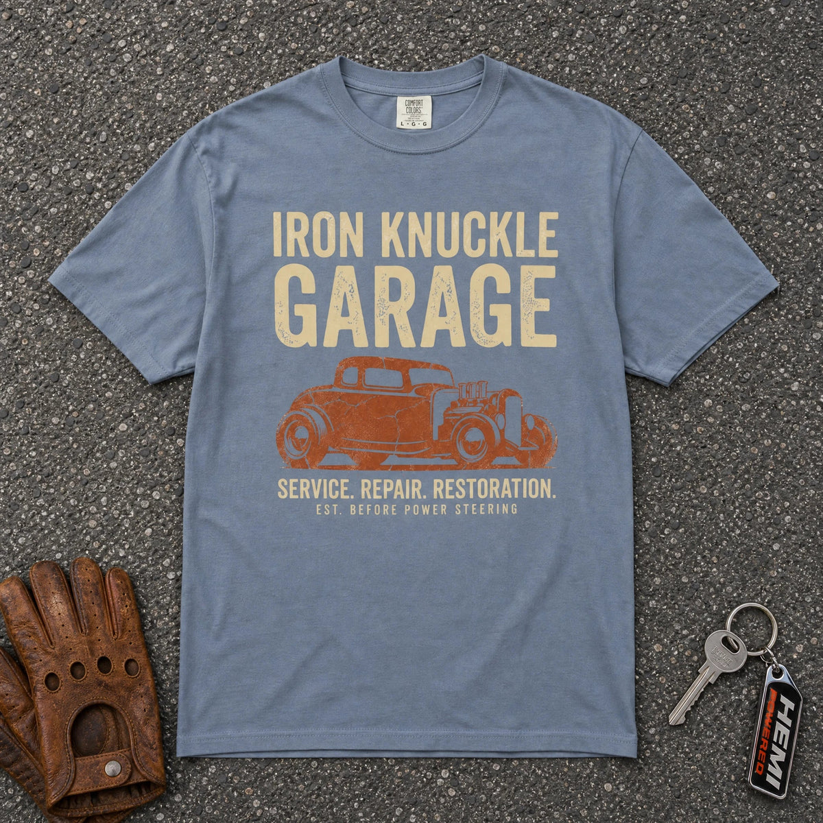 Iron Knuckle Garage Auto Service Tee - Road Muse