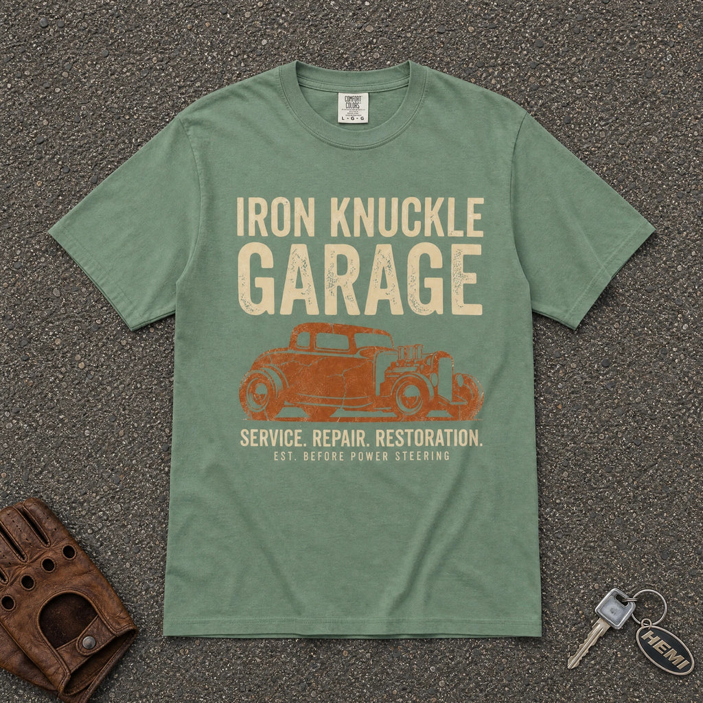 Iron Knuckle Garage Auto Service Tee - Road Muse