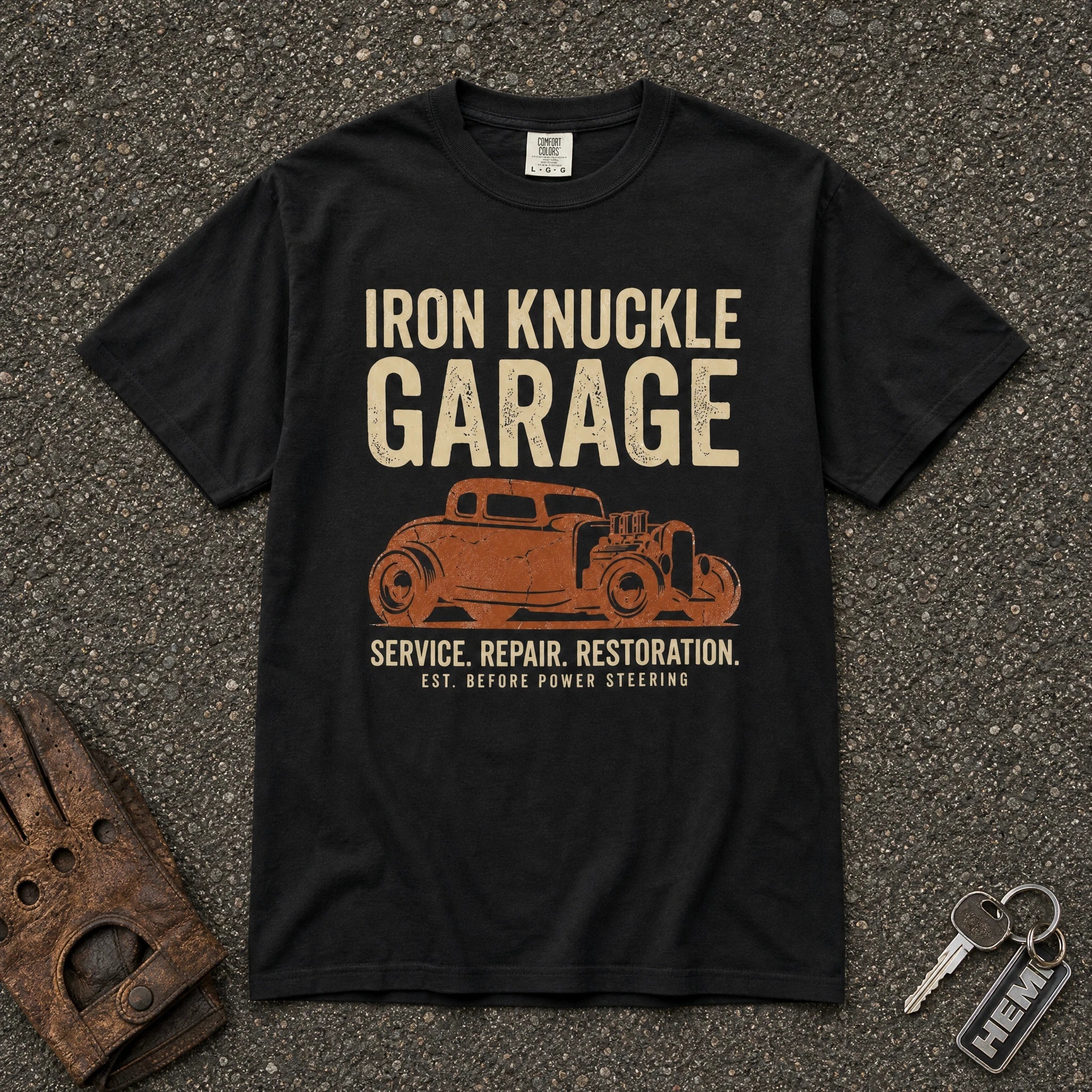 Iron Knuckle Garage Auto Service Tee - Road Muse