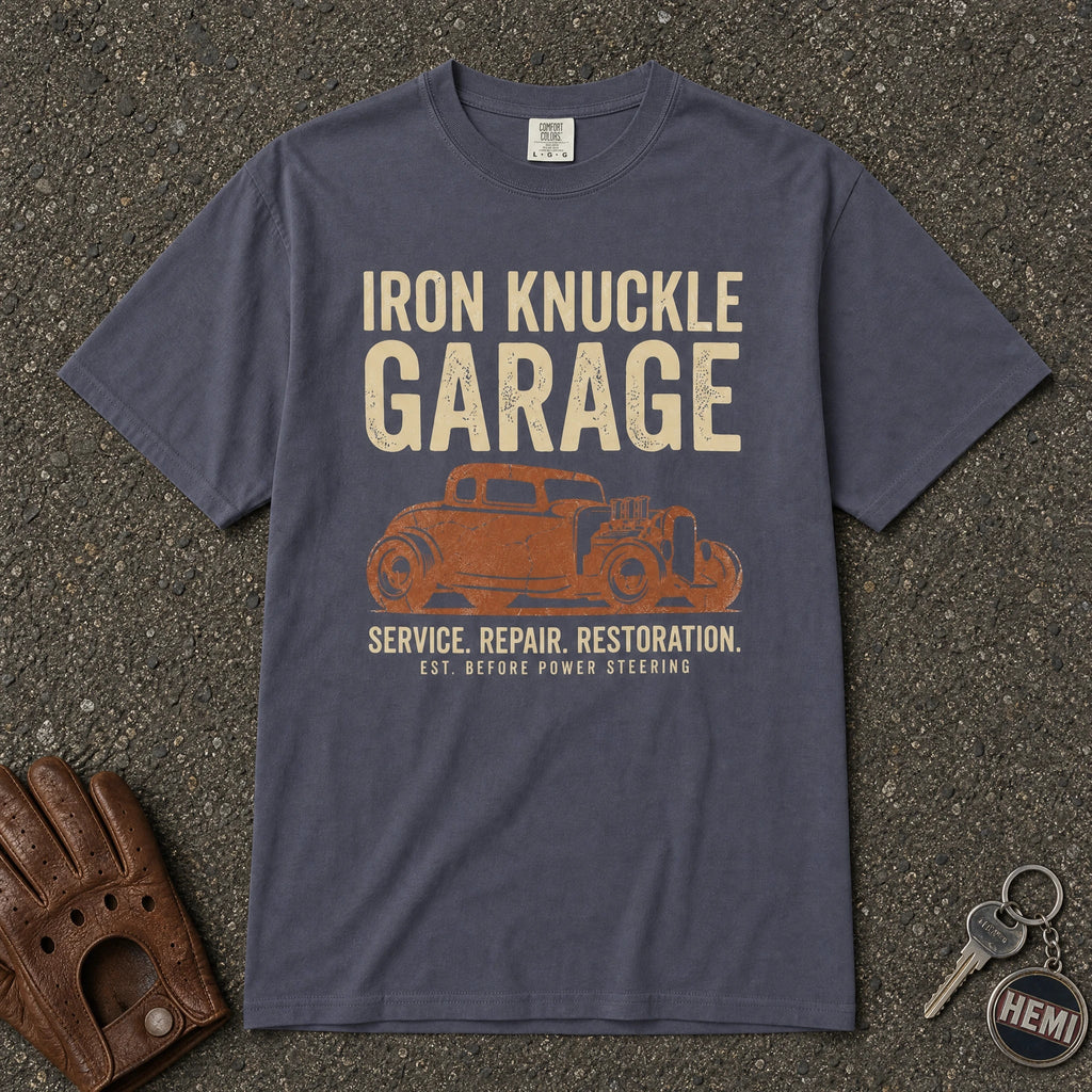Iron Knuckle Garage Auto Service Tee - Road Muse