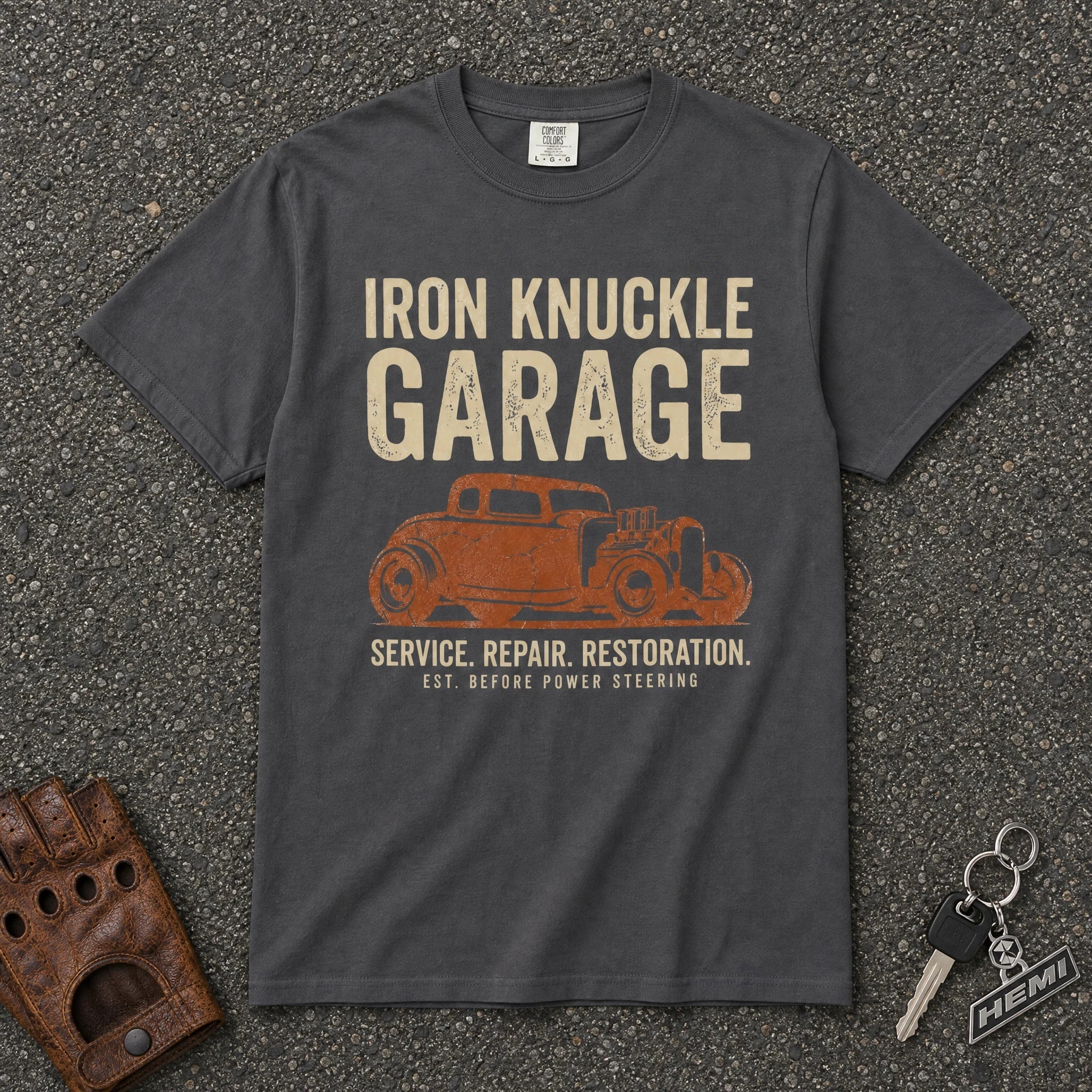 Iron Knuckle Garage Auto Service Tee - Road Muse