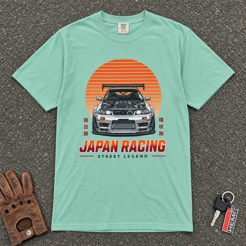 island reef japan racing skyline tee — vintage jdm car silhouette comfort colors shirt