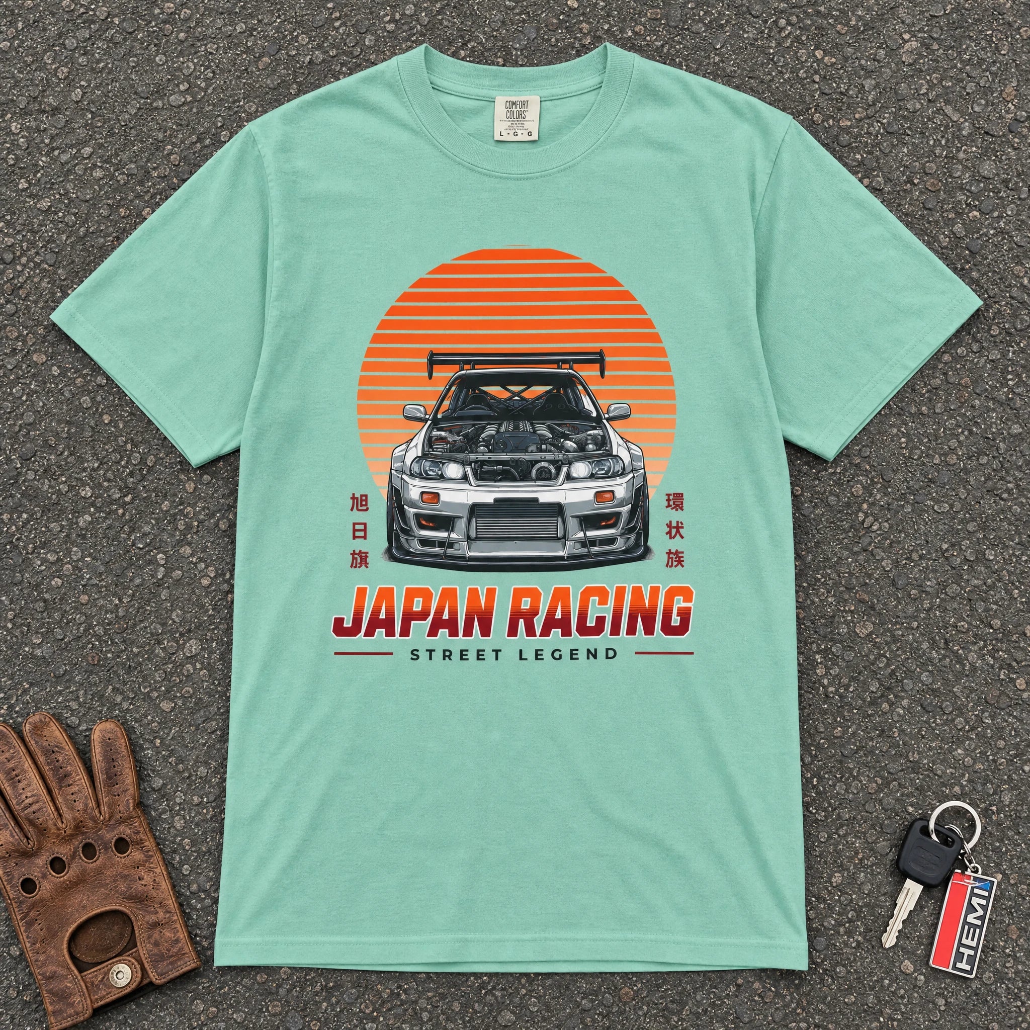 island reef japan racing skyline tee — vintage jdm car silhouette comfort colors shirt
