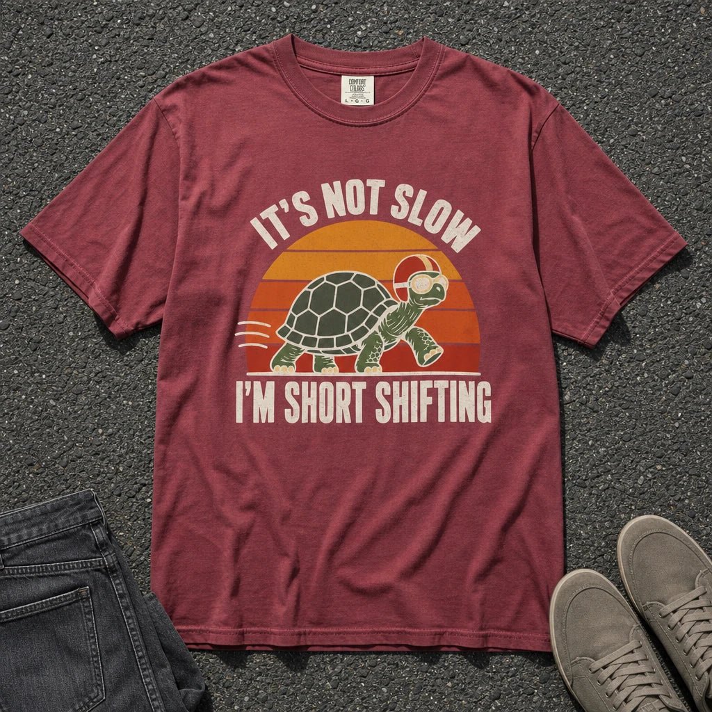 It's Not Slow I'm Short Shifting Retro Turtle Tee - Road Muse