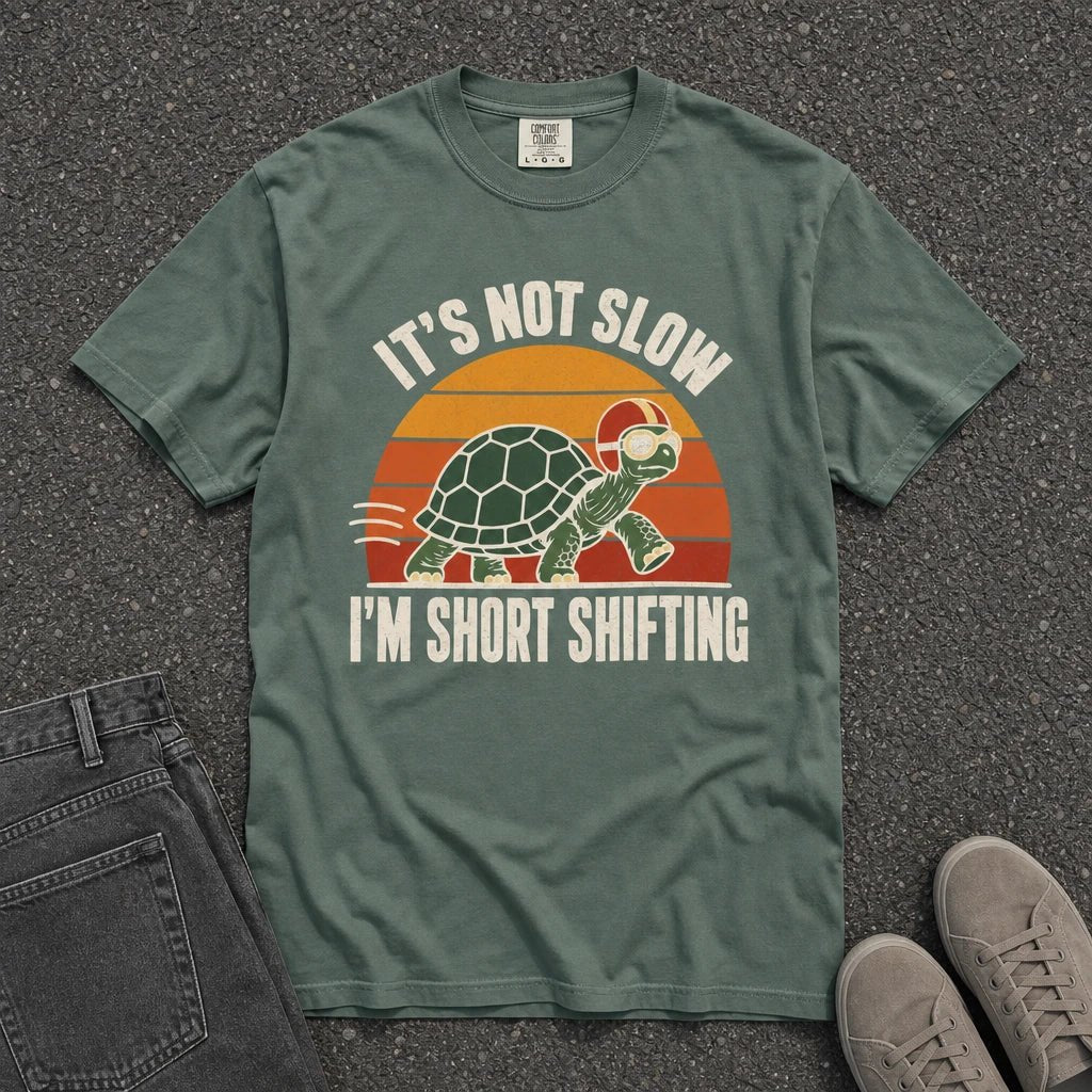 It's Not Slow I'm Short Shifting Retro Turtle Tee - Road Muse