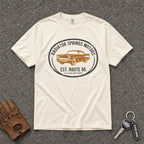 ivory radiator springs motors route 66 tee - vintage faded motor club comfort colors shirt