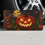 Jack-o'-Lantern Pumpkin Halloween Vanity Plate - Road Muse