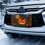 Jack-o'-Lantern Pumpkin Halloween Vanity Plate - Road Muse