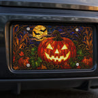 Jack-o'-Lantern Pumpkin Halloween Vanity Plate - Road Muse