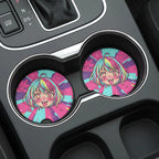 Kawaii Anime Girl Hearts Car Coasters Set - Road Muse