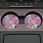 Kawaii Anime Girl Hearts Car Coasters Set - Road Muse